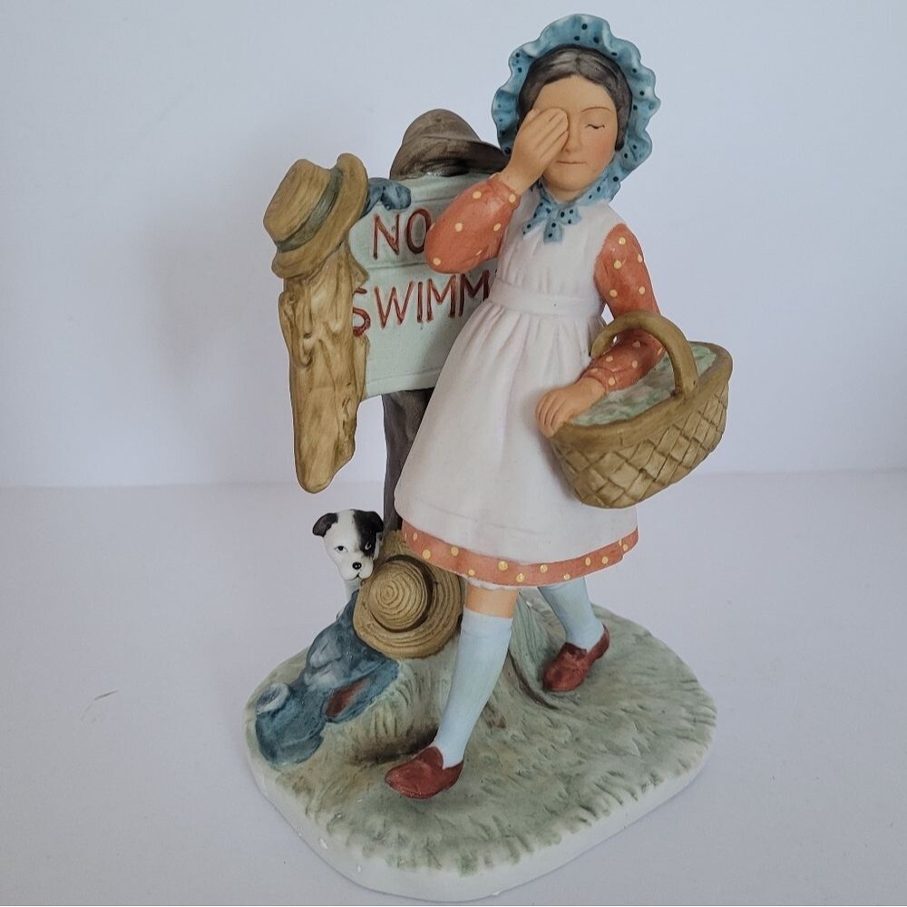 Vintage 1974 Norman Rockwell "No Swimming" figurine